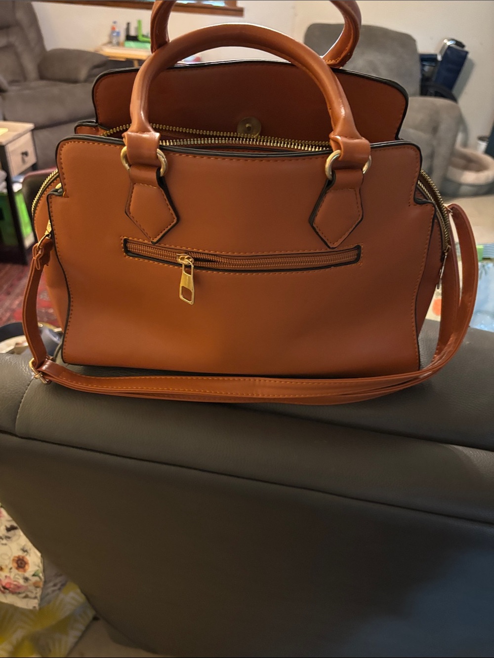 Structured Tan Satchel Handbag - Women Bags
